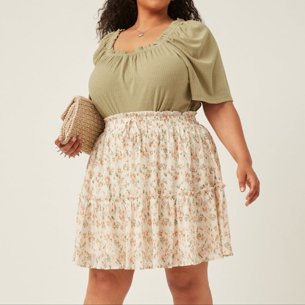 Micro Pleated Floral Mini Skirt